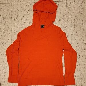 Armani Exchange Bright Orange Knit Pullover Hoodie Sweater Vintage Y2K
